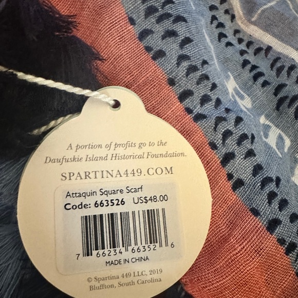 Spartina 449 Pink and Blue Scarf Nautical Scarf - Picture 3 of 3